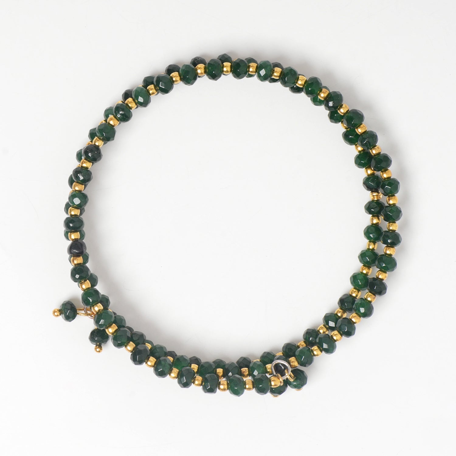 EYKAA GREEN FACETED JADE WITH FRESH WATER PEARL BRACELET