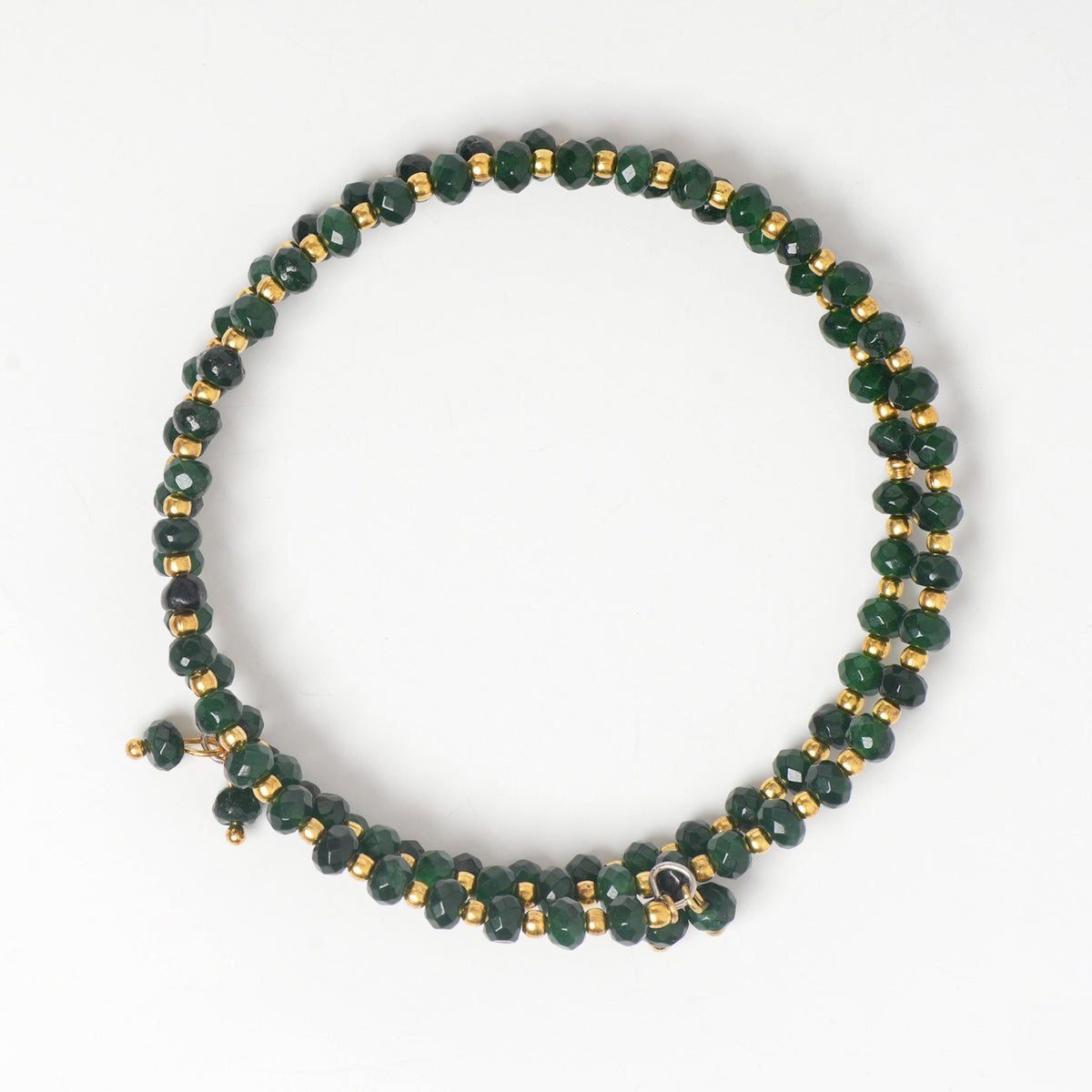 EYKAA GREEN FACETED JADE WITH FRESH WATER PEARL BRACELET