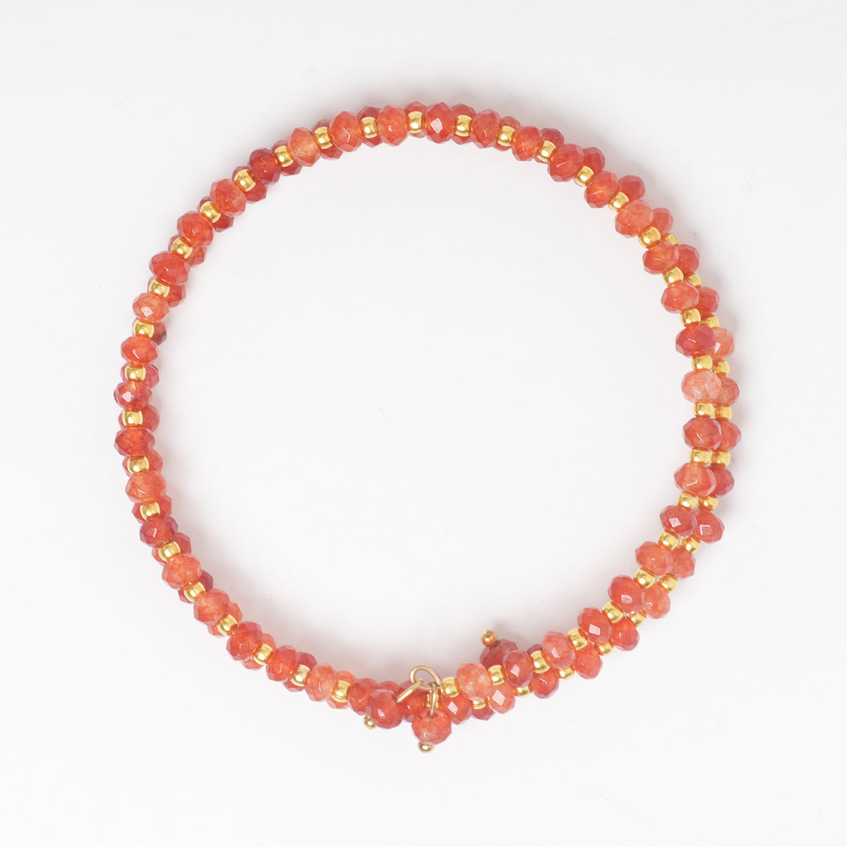 EYKAA ORANGE FACETED JADE AND FRESH WATER PEARL FREE SIZE BRACELET
