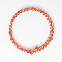 EYKAA ORANGE FACETED JADE AND FRESH WATER PEARL FREE SIZE BRACELET