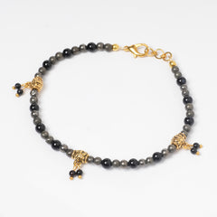 EYKAA PYRITE AND BLACK ONYX ANKLET