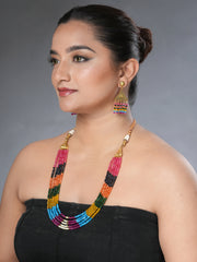Eykaa Glorious Treasure: Jade and Shell Pearl Layered Necklace With Earrings