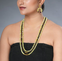 Eykaa Glorious Sun & Moon: Green Jade & Garnet Necklace With Earrings