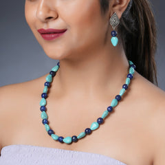 EYKAA AGATE AND FIROZA NECKLACE WITH EARRINGS