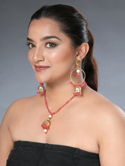 Eykaa Glorious Blush: Pink Jade & Freshwater Pearl Necklace With Earrings Set