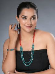 Eykaa Glorious Velvet: Faceted Blue & Orange Jade Earrings
