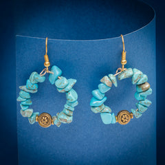 Eykaa Glorious Waves: Uncut Firoza & Golden Pendant Earrings