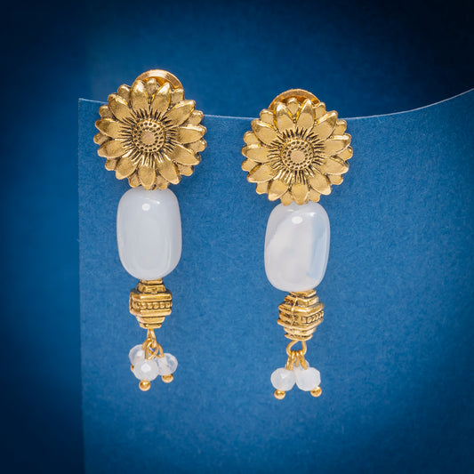 EYKAA OPALITE STONE GOLDEN CHARMS EARRINGS