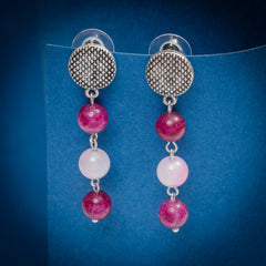 EYKAA MAROON JADE EARRINGS