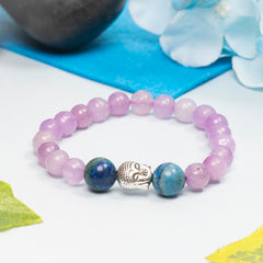 EYKAA AZURITE AND PURPLE FACETED JADE BRACELET