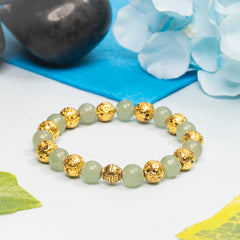 EYKAA GREEN AVENTURINE AND GOLDEN LAVA BRACELET