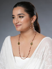 Eykaa Illuminate Light: Multi-Colored Jade and Black Onyx Necklace with Earrings