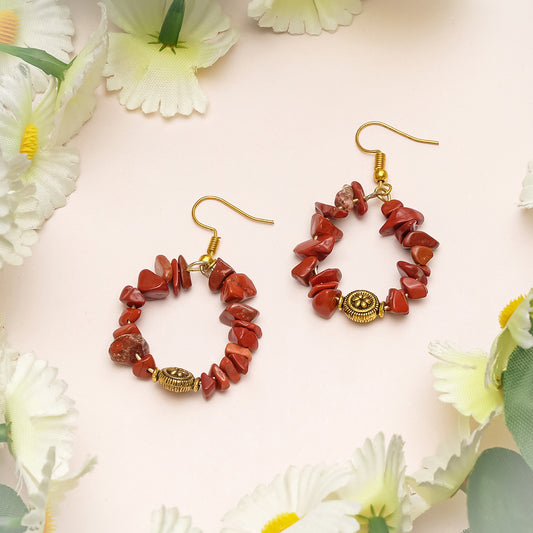 EYKAA UNCUT RED JASPER EARRINGS