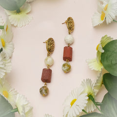 EYKAA AGATE AND RED JASPER EARRINGS