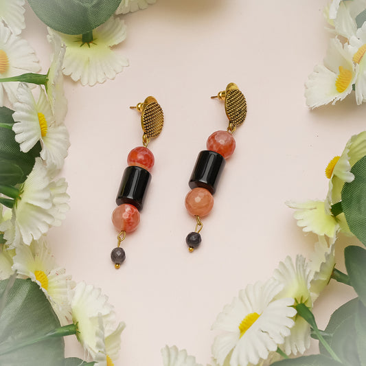 EYKAA AGATE AND TIGER EYE EARRINGS