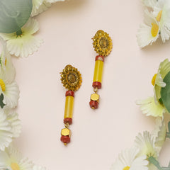 EYKAA RED JASPER, GOLDEN HEMATITE AND YELLOW AGATE EARRINGS