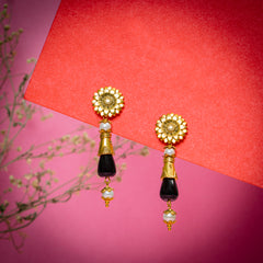 EYKAA BLACK ONYX AND SHELL PEARL EARRINGS