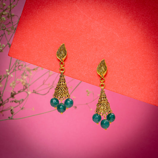 EYKAA FACETED GREEN JADE EARRINGS