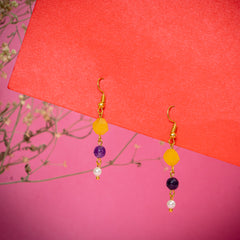 EYKAA AGATE AND SHELL PEARL EARRINGS