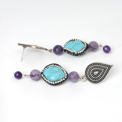 EYKAA LEPIDOLITE AND PHIROZA EARRINGS