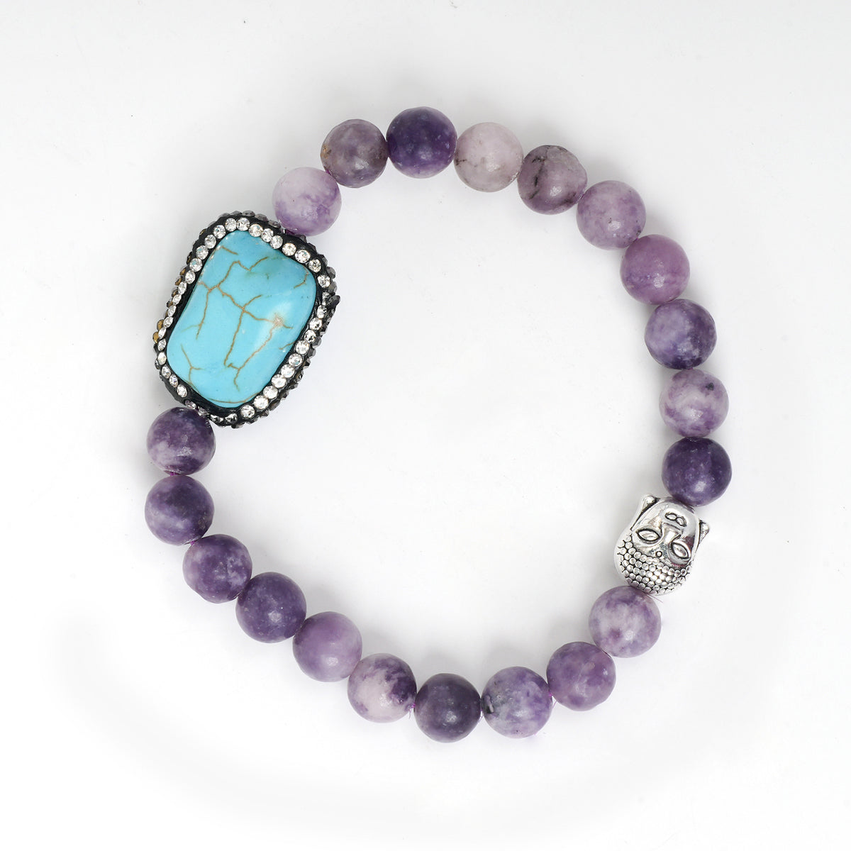 EYKAA LEPIDOLITE AND FIROZA BRACELET