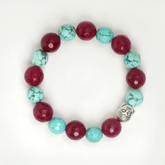 Eykaa Radiant Glamour: Rose Quartz & Maroon Jade Bracelet