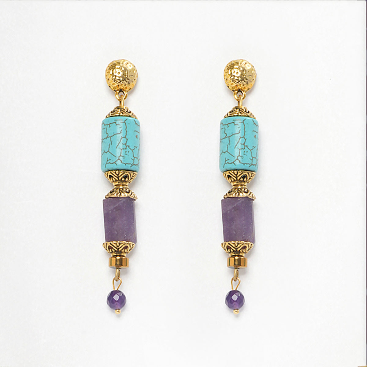 Eykaa Radiant Beauty: Amethyst, Jasper, Opal & Firoza Earrings