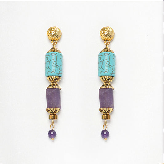 Eykaa Radiant Beauty: Amethyst, Jasper, Opal & Firoza Earrings