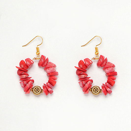 EYKAA UNCUT CORAL EARRINGS