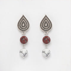 EYKAA RED JASPER AND HOWLITE EARRINGS