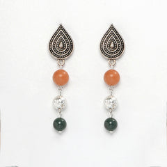 EYKAA ORANGE AVENTURINE AND INDIAN AGATE EARRINGS