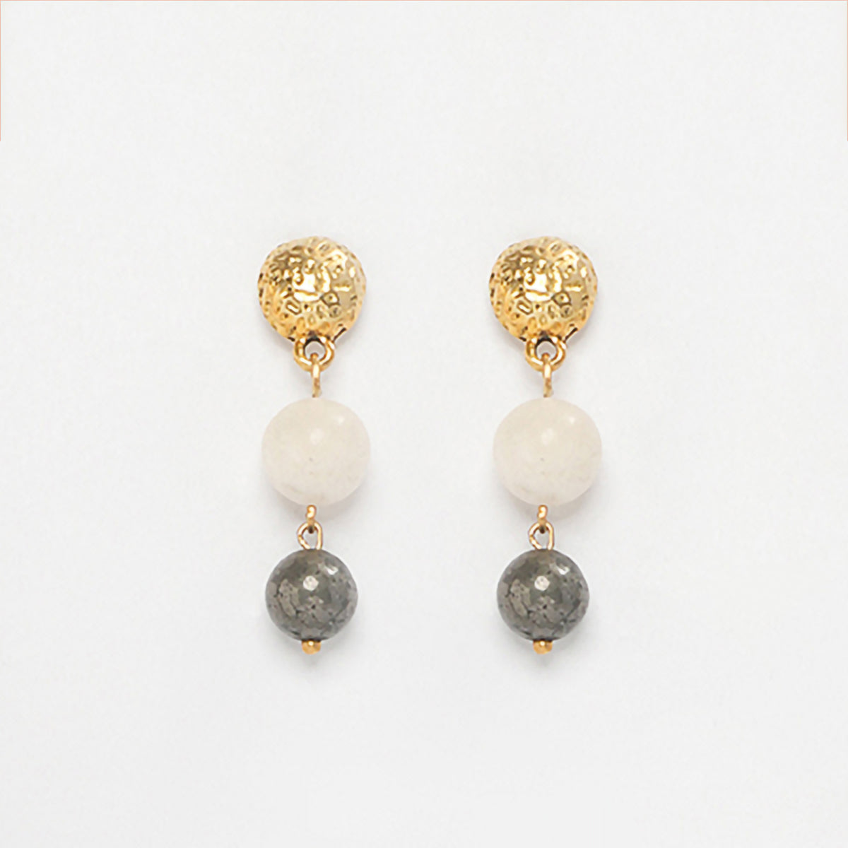 EYKAA YELLOW CALCITE AND PYRITE EARRINGS