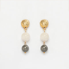 EYKAA YELLOW CALCITE AND PYRITE EARRINGS