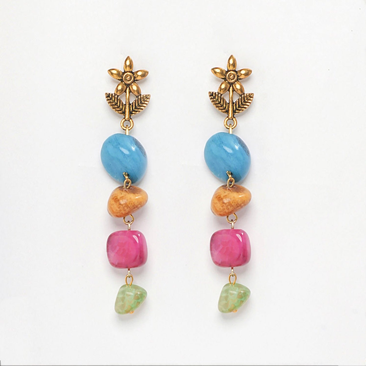 EYKAA MULTICOLOR INDIAN AGATE EARRINGS