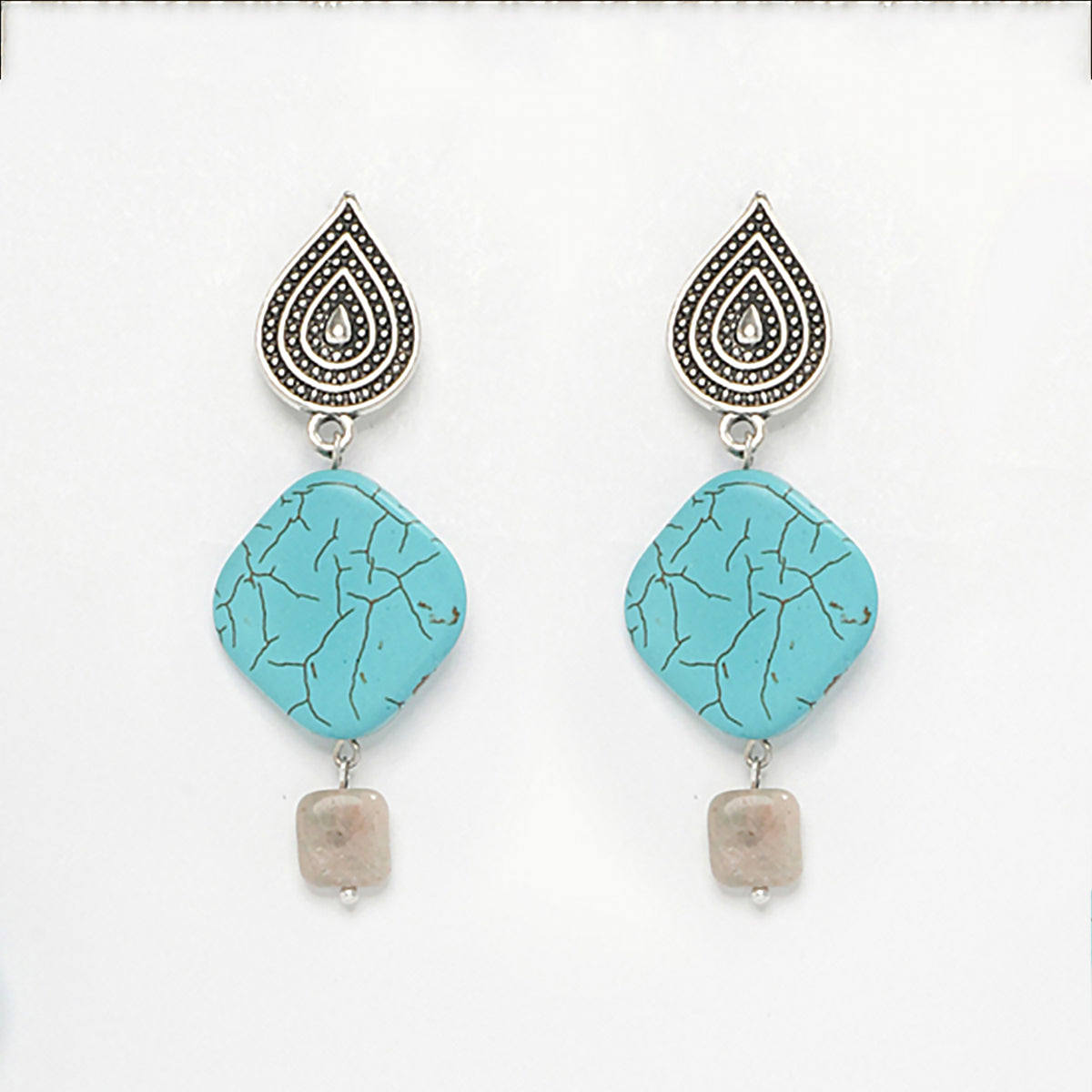 Eykaa Radiant Charm: Amazonite, Tumble Stones, & Firoza Earrings