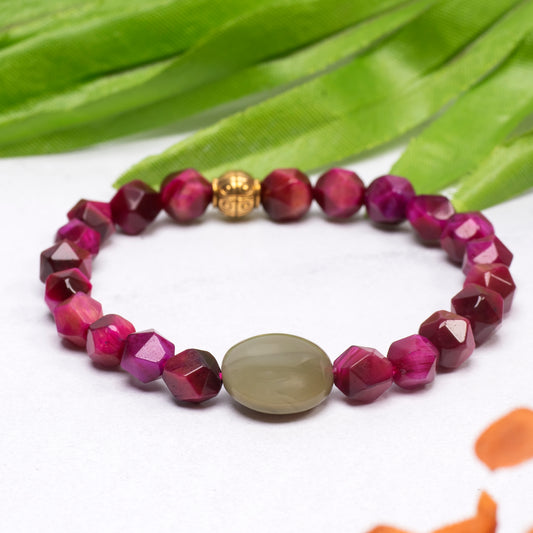 EYKAA PINK BASKET STONE AND AGATE BRACELET