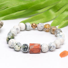 EYKAA AGATE AND RED JASPER BRACELET