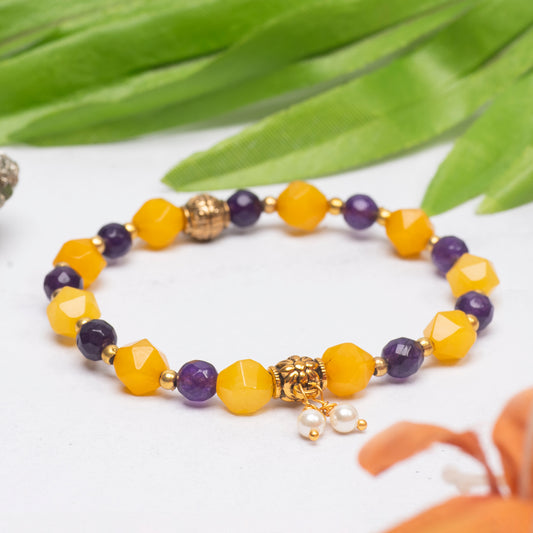 EYKAA AGATE AND SHELL PEARL BRACELET