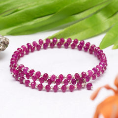 Eykaa Glorious Glamour: Dark Pink Jade & Freshwater Pearl Bracelet