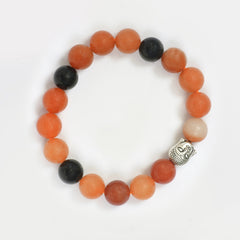 EYKAA ORANGE AVENTURINE,  BLACK TURMULINE AND SMOKY QUARTZ BRACELET