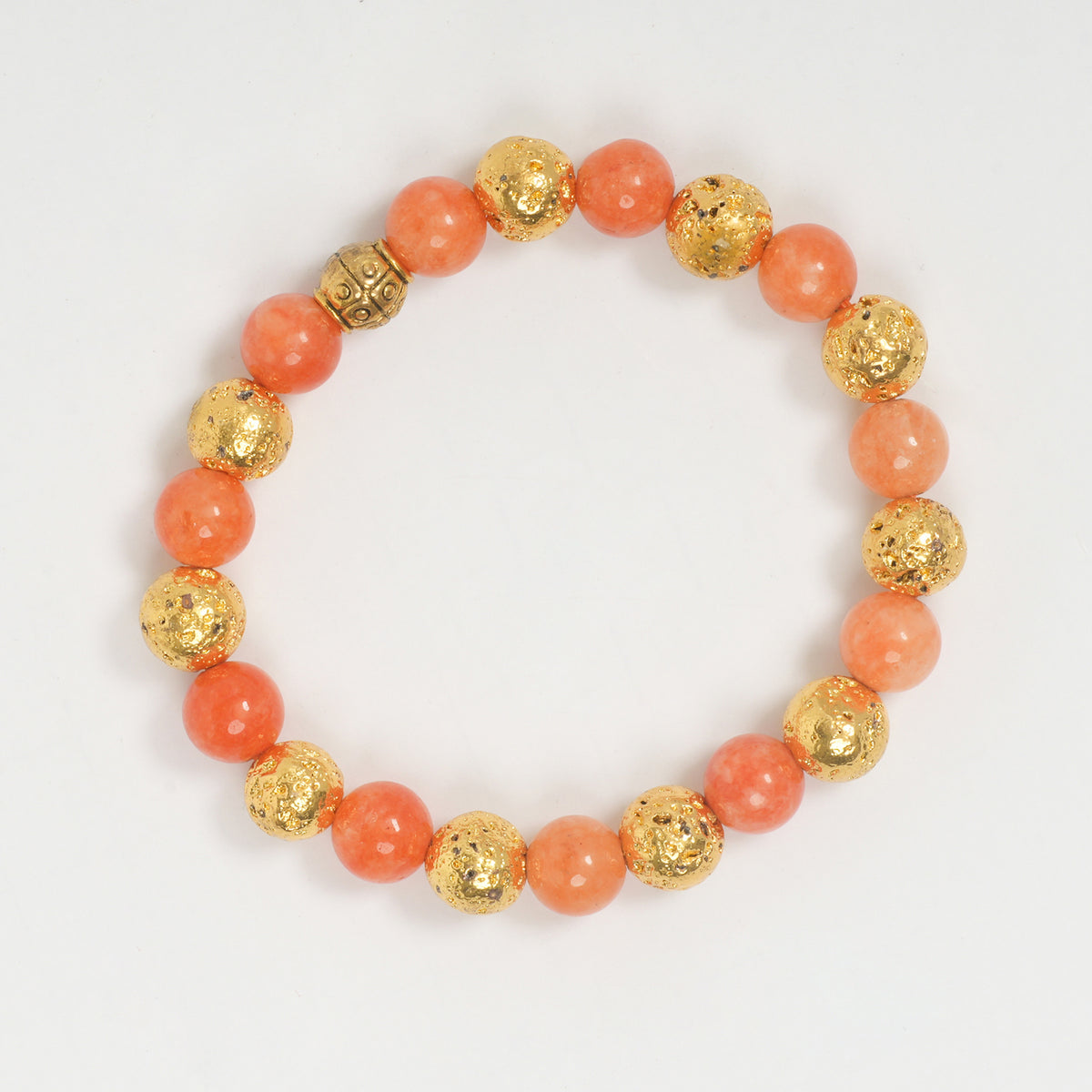 EYKAA ORANGE JADE AND GOLDEN LAVA BRACELET