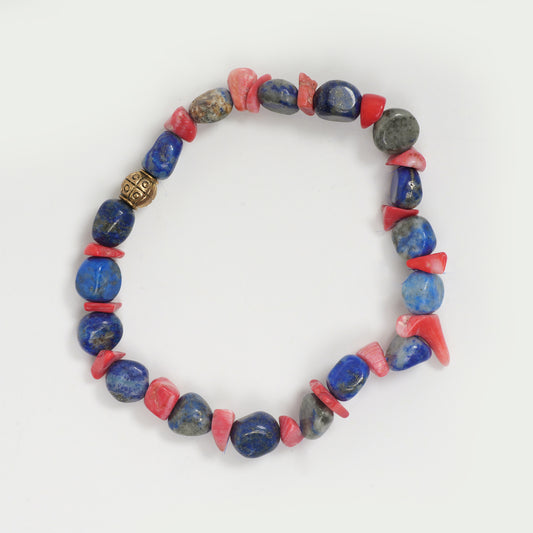 EYKAA LAPIS LAZULI AND CORAL BRACELET