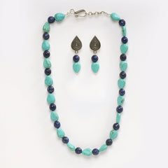 EYKAA AGATE AND FIROZA NECKLACE WITH EARRINGS