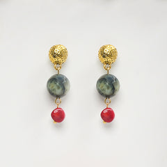 EYKAA AGATE AND CORAL EARRINGS