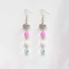 EYKAA PINK AND MULTICOLOR JADE  EARRINGS