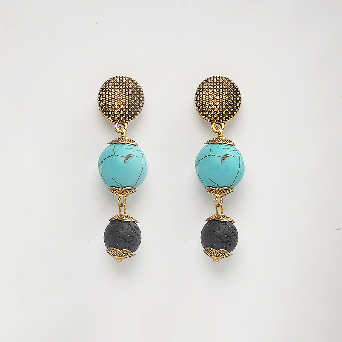 EYKAA FIROZA AND LAVA EARRINGS