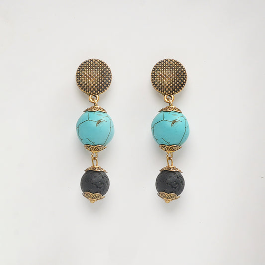 EYKAA FIROZA AND LAVA EARRINGS