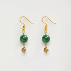 EYKAA GREEN JADE, SHELL PEARLS AND GOLDEN BEADS EARRINGS