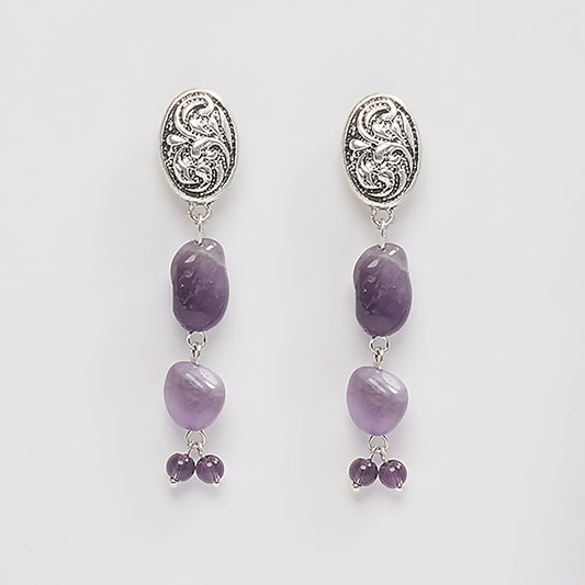 EYKAA AMETHYST TUMBLE EARRINGS