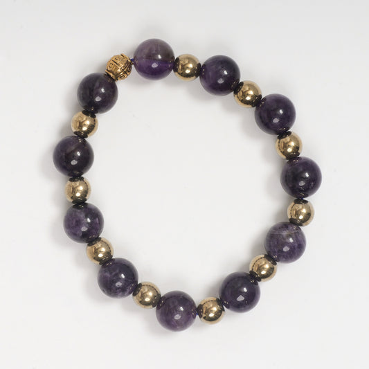 EYKAA AMETHYST AND GOLDEN HEMATITE BRACELET